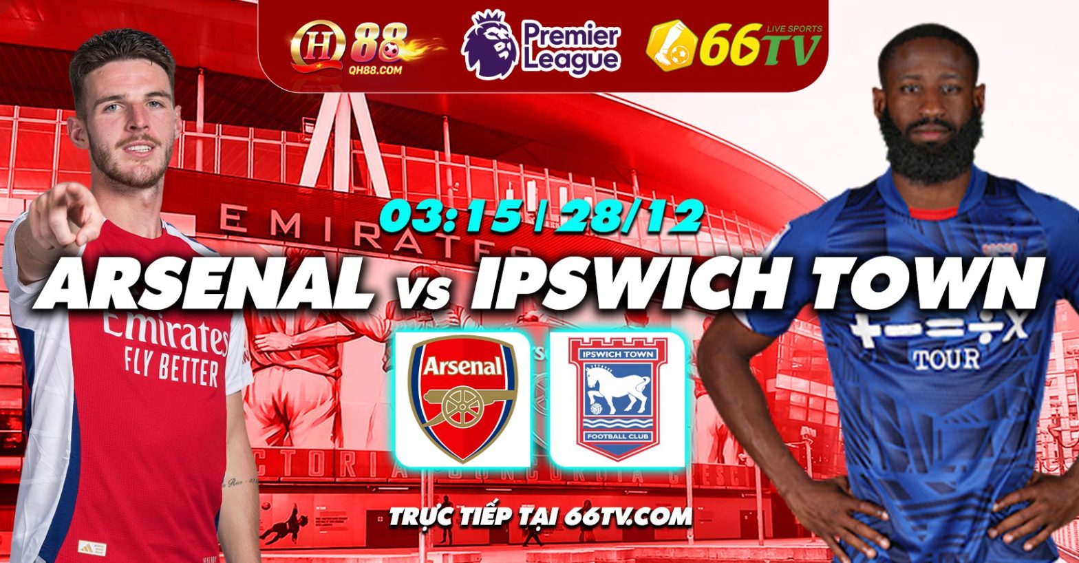 Nhận định Arsenal vs Ipswich Town ( 03h15 28/12 ): Pháo thủ bắn phá