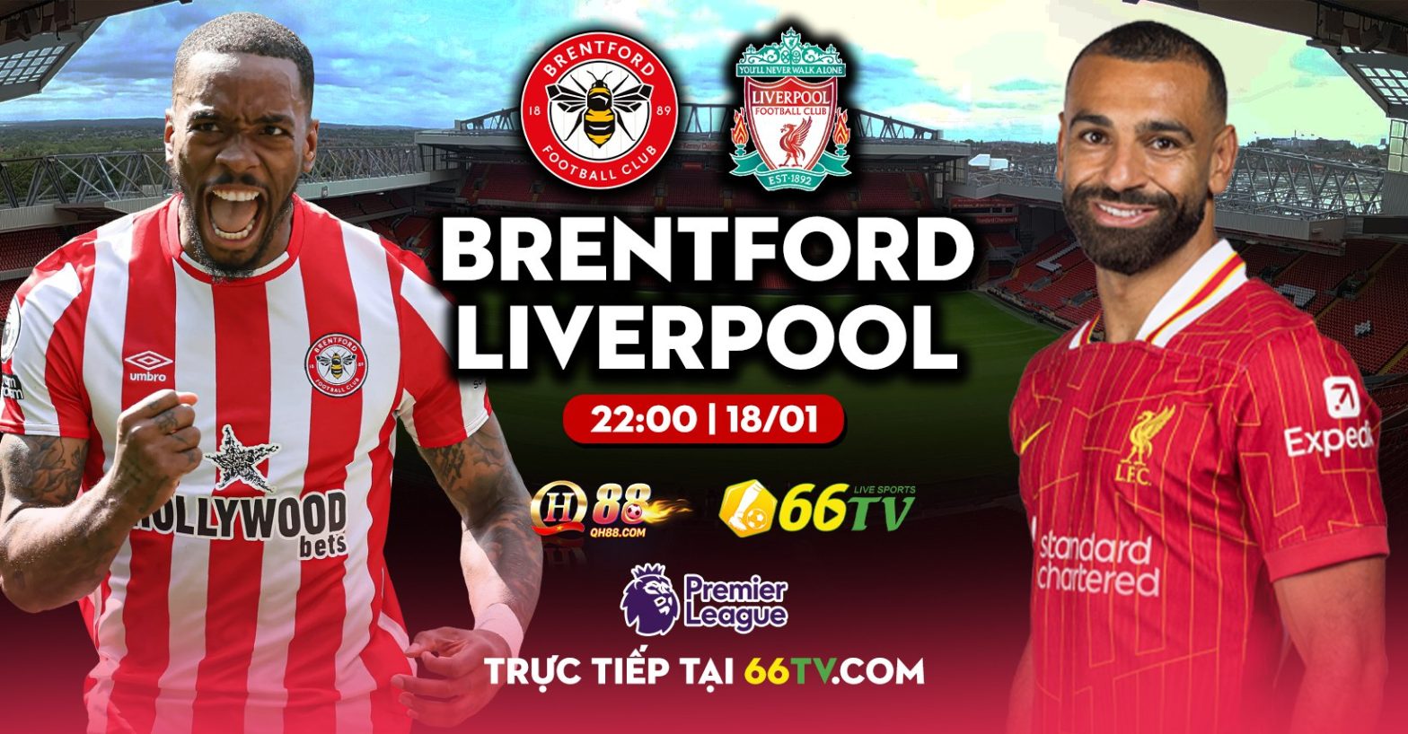 Nhà cái QH88 đưa ra tỉ lệ cược trận đấu Brentford vs Liverpool là Liverpool -1.25, tài xỉu là 3.5