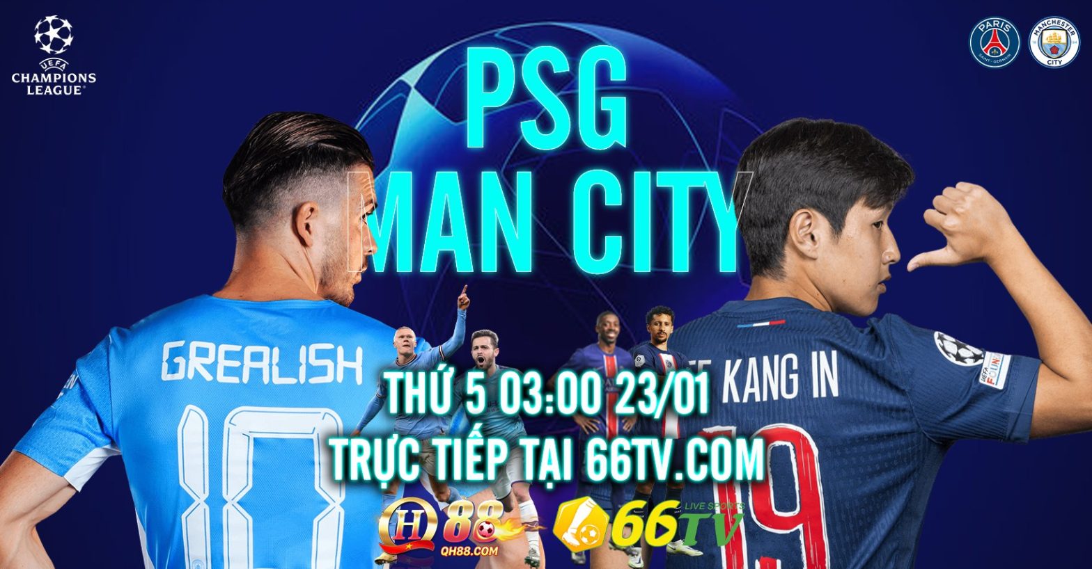 Nhà cái QH88 đưa ra tỉ lệ cược trận đấu PSG vs Manchester City là PSG +0, tài xỉu là 3