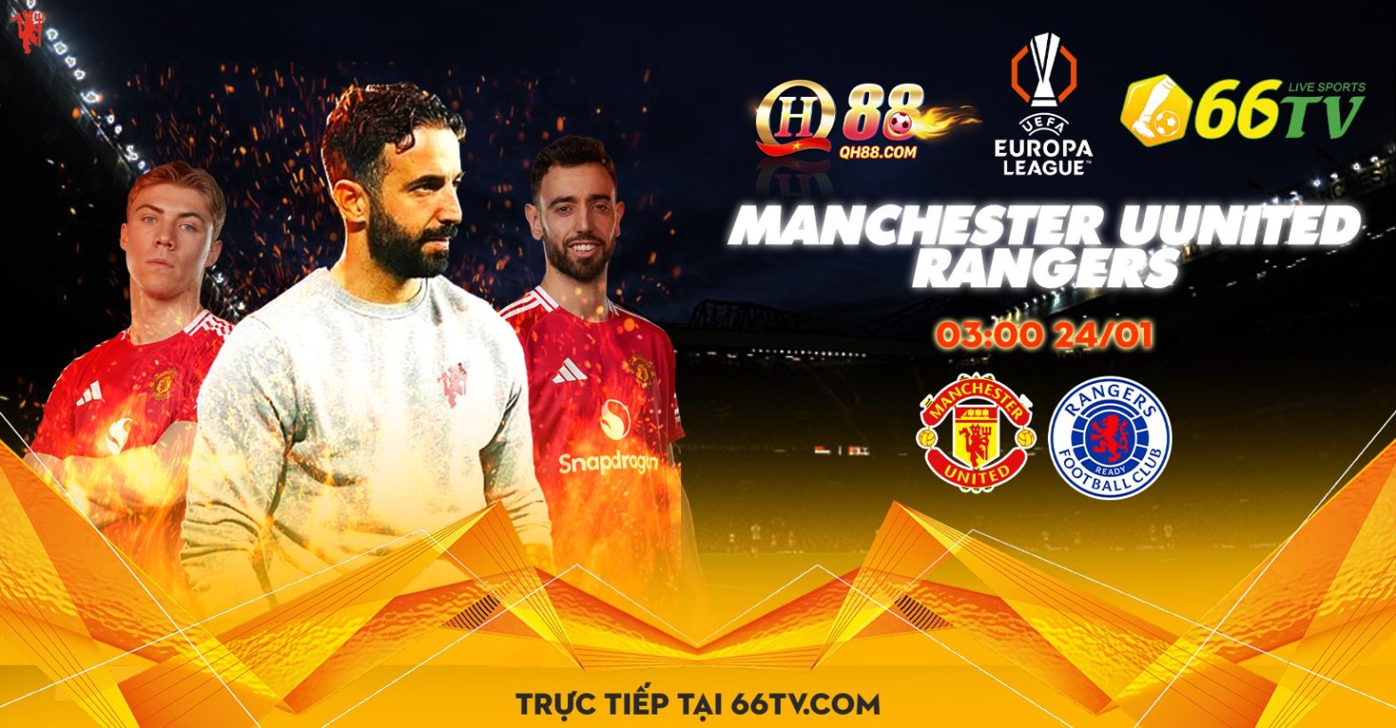 Tỉ lệ cược trận đấu Manchester United vs Rangers từ nhà cái QH88 đang là MU -1.25, tài xỉu là 3