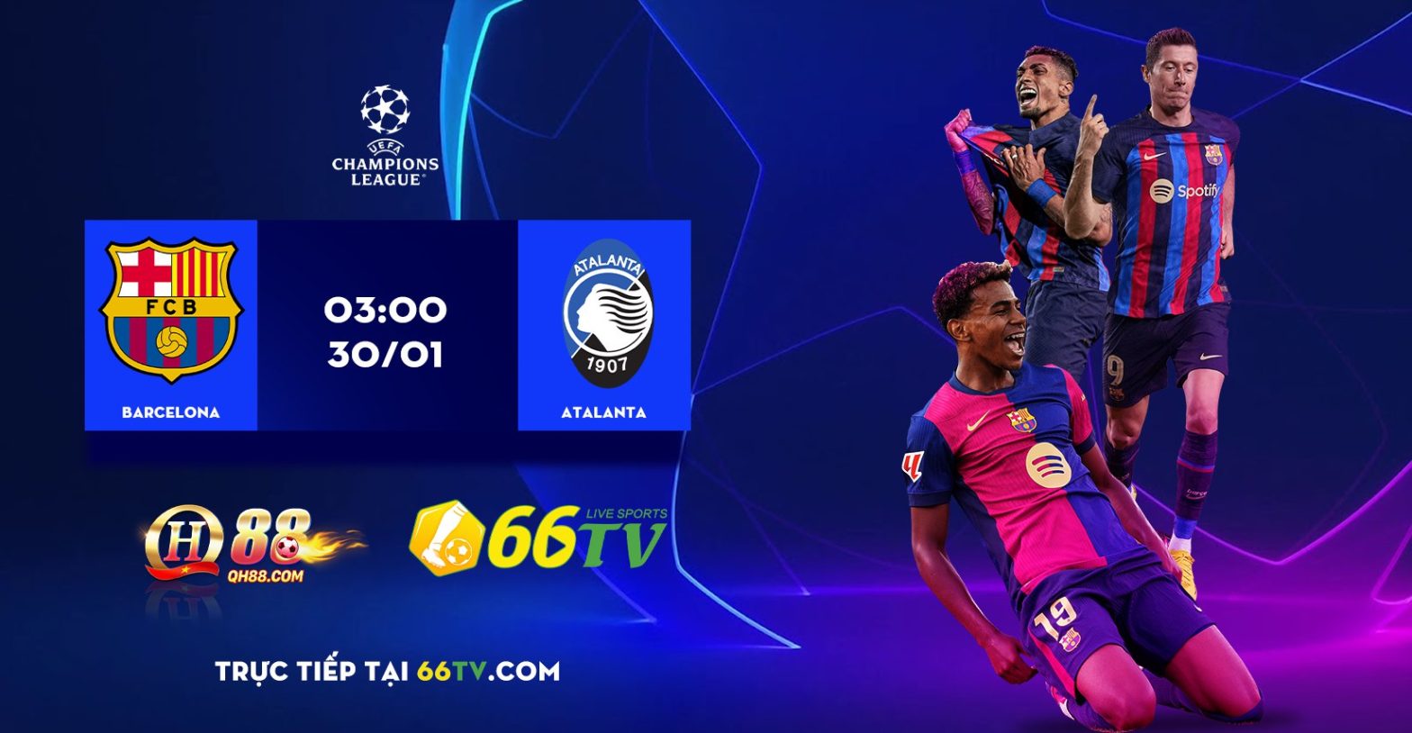 Barcelona vs Atalanta đang có tỉ lệ cược từ nhà cái QH88 là Barca -0.75, tài xỉu là 3.5